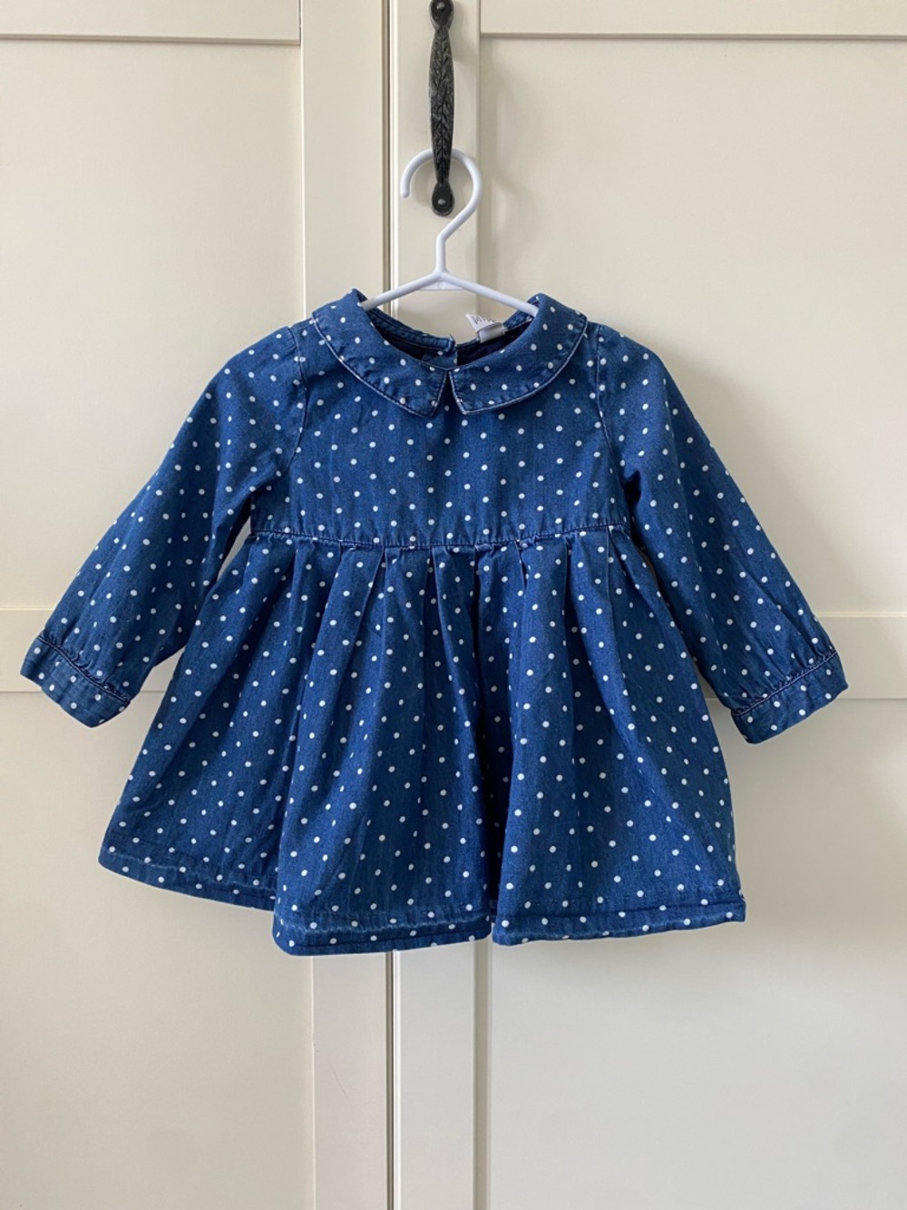 Baby Gap 1969 Toddler Polka Dot Blue Denim Dress 18–24M